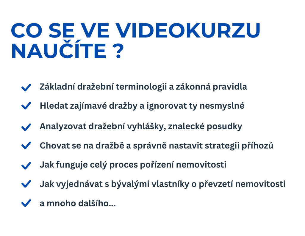 Co se ve videokurzu naučíte Přinosy videokurzu - dražby